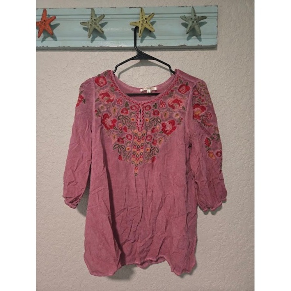 Andre by Unit Pink Embroidered Blouse